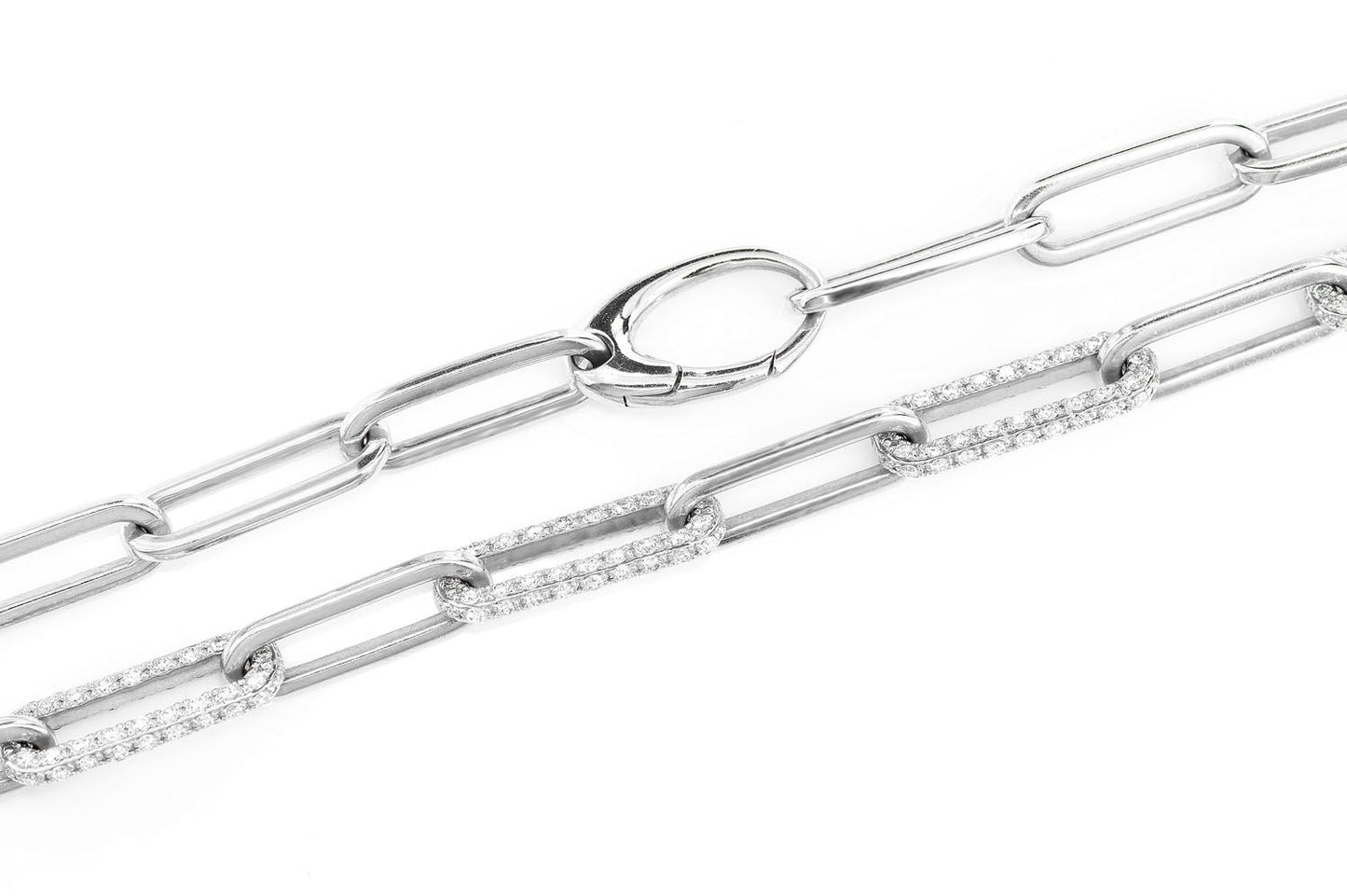 ALTERNATING ELONGATED DIAMOND ROLO LINK 18" NECKLACE 14K SOLID GOLD 5.35CTW