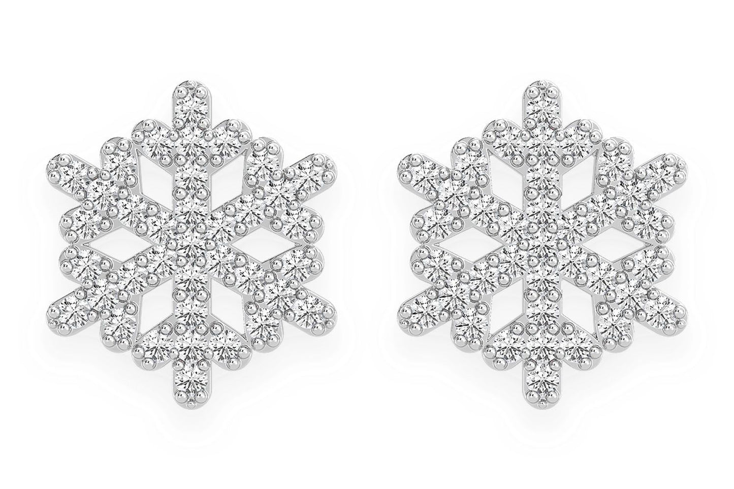 CERCEI CU ȘTIRI FULG DE ZĂPADĂ, AUR MASIV DE 14K, 0.20CT