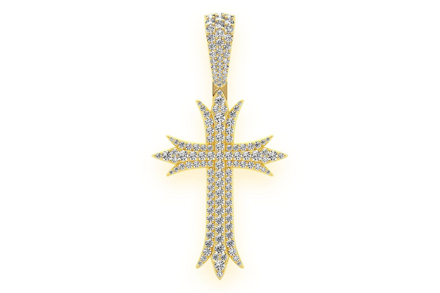 PANDANT DECO CROSS CU DIAMANT, AUR MASIV DE 14K, 3,75 CT