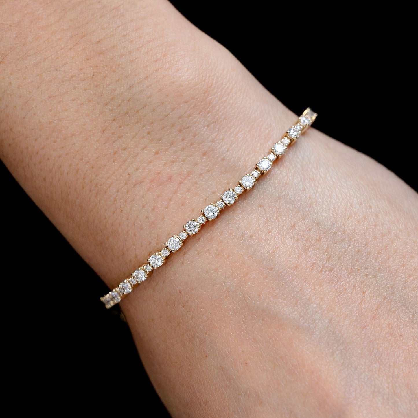 BASKET SET DIAMOND LINK BRACELET 14K SOLID GOLD 2.90CTW