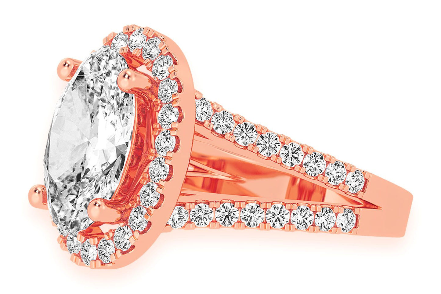 3.00CT OVAL SOLITAIRE - TWO ROW SPLIT - DIAMOND ENGAGEMENT RING