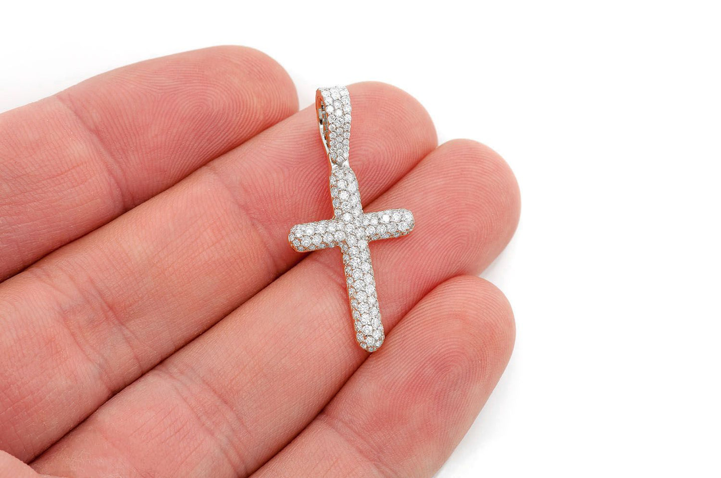 Подвеска Bubble Cross с бриллиантами, цельное золото 14 карат, 1,10 карата