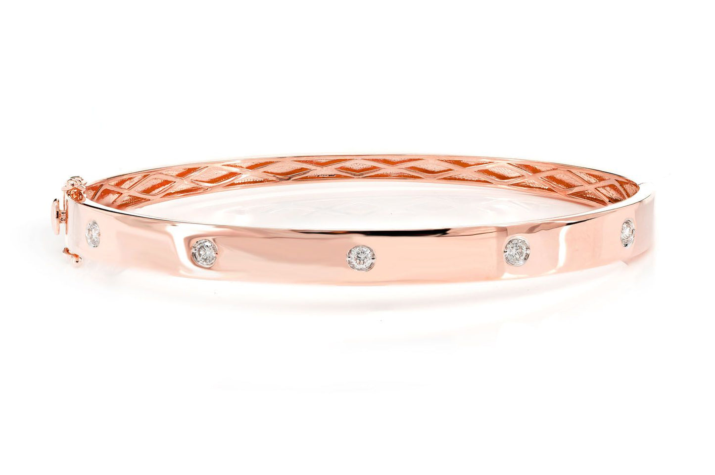 DIAMOND GYPSY SET BANGLE BRACELET 14K SOLID GOLD 0.90CTW