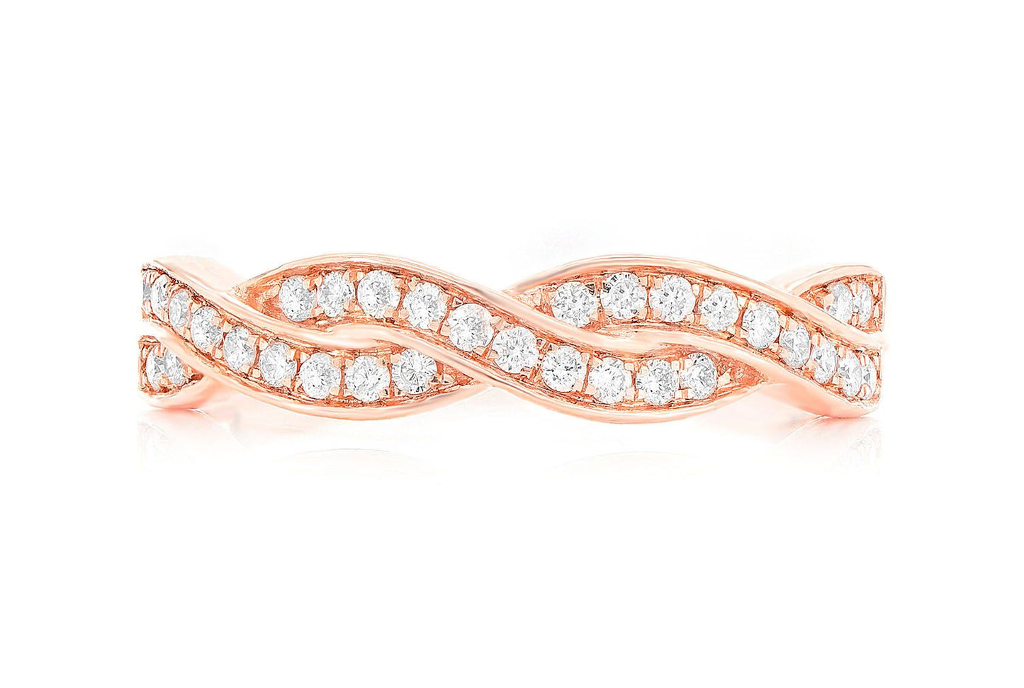 WEAVED STACKABLE DIAMOND BAND 14K SOLID GOLD 0.20CTW