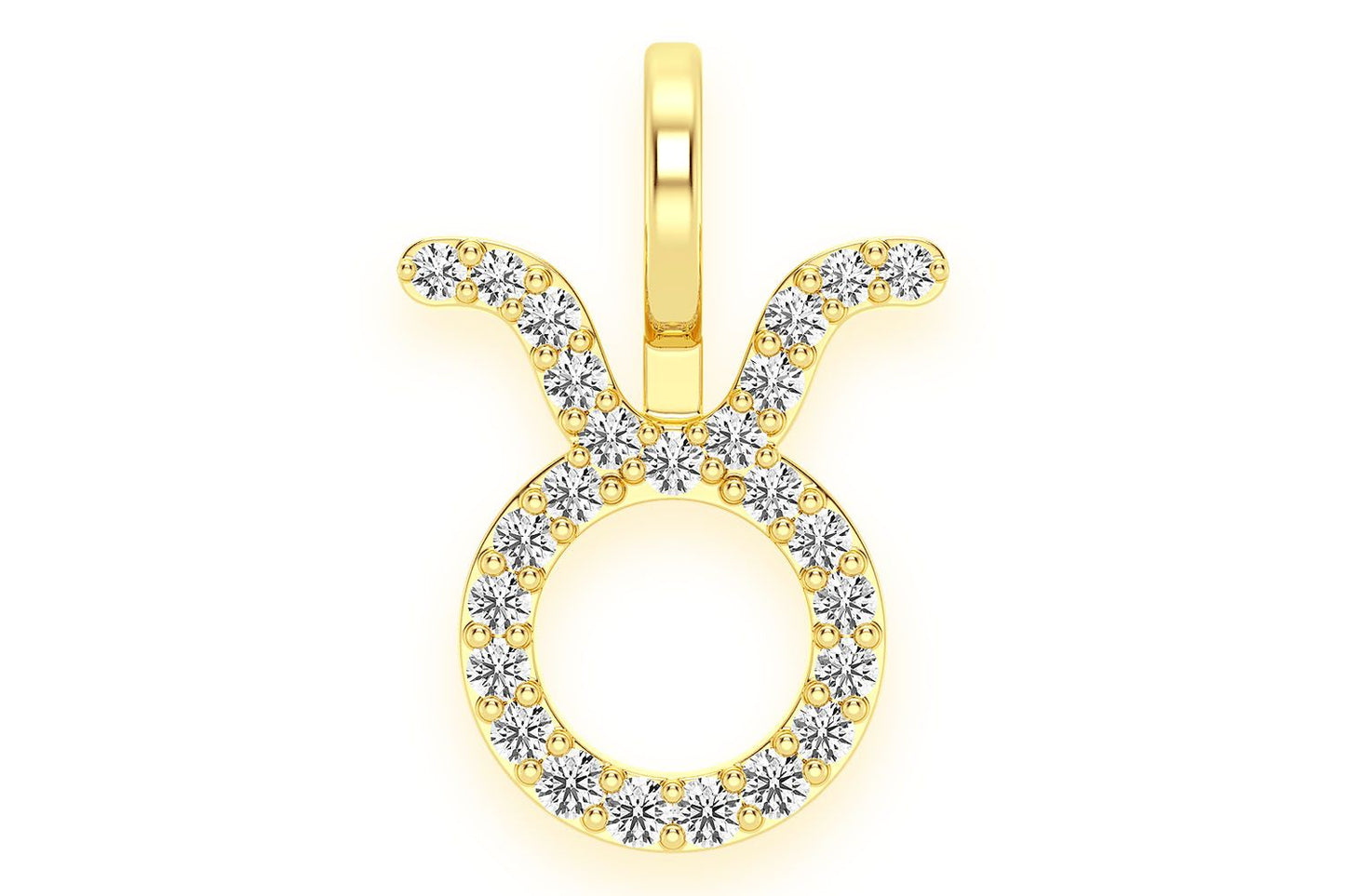 Pandantiv Zodiac Taur cu Diamant, Aur Masiv de 14K, 0,10 CT