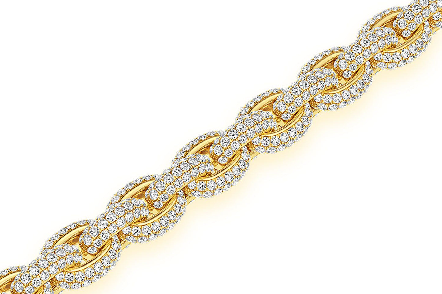 10MM ELONGATED ROLO DIAMOND BRACELET 14K SOLID GOLD 13.70CTW