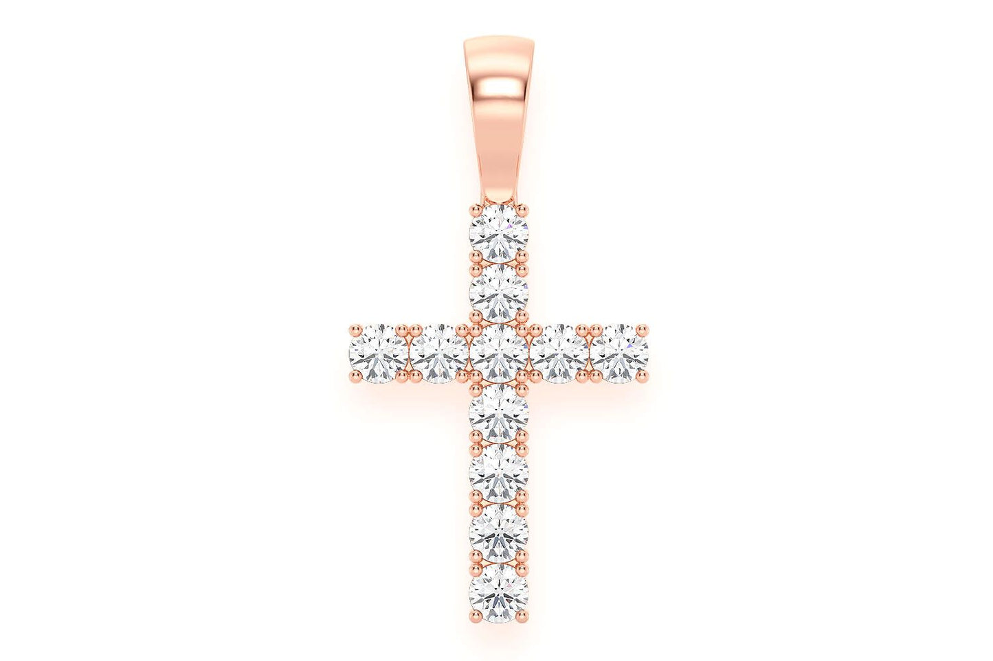SOLITAIRE CROSS DIAMOND PENDANT 14K SOLID GOLD 1.00CTW