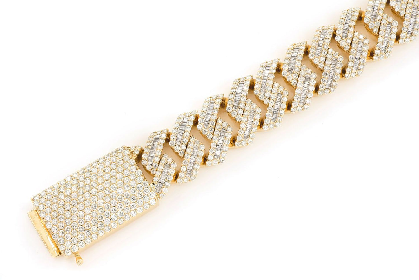 16MM RAISED BAGUETTE CUBAN LINK BRACELET 14K 17.25CTW