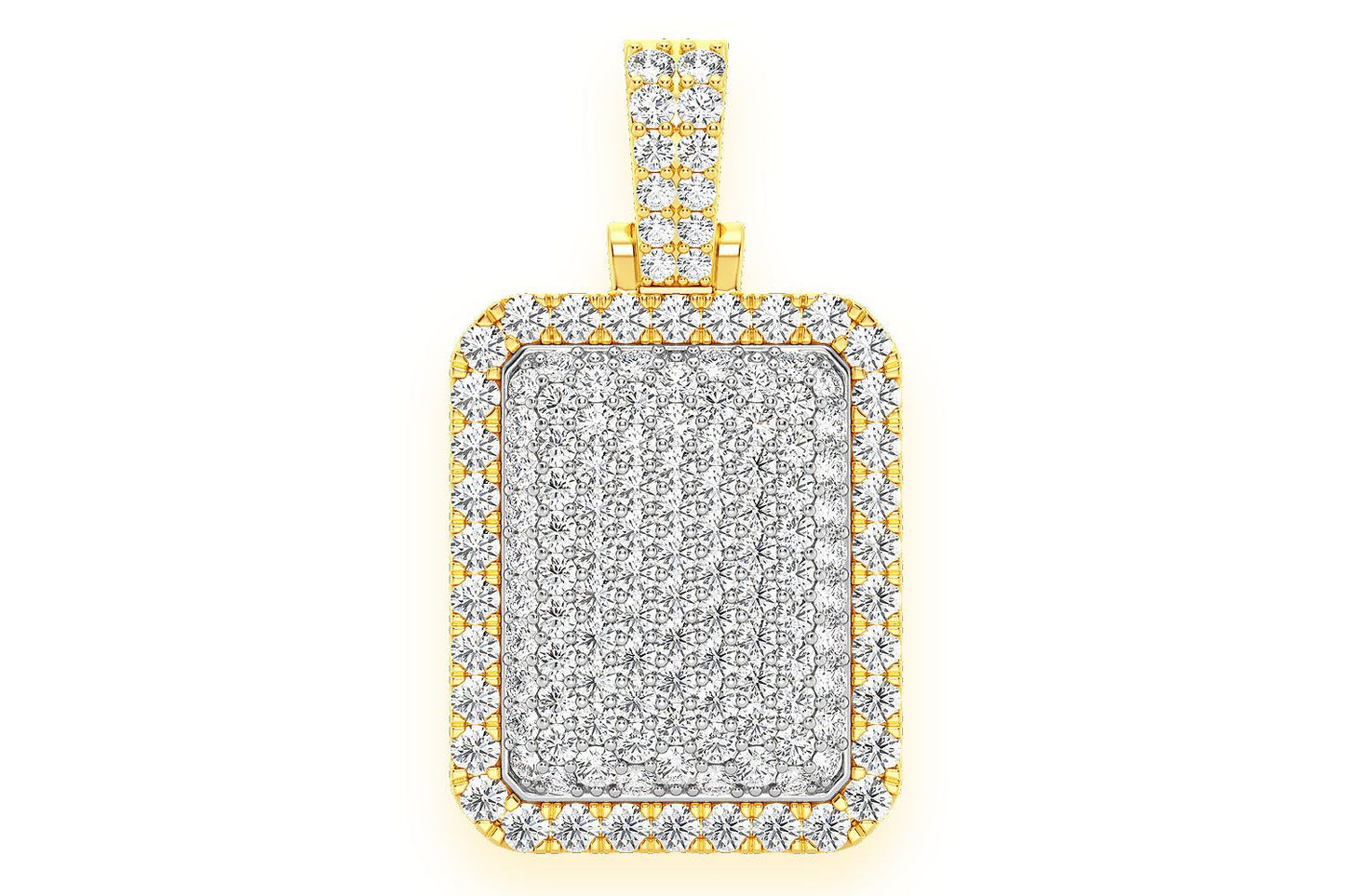 Pandantiv pernă cu diamant dublu, aur masiv de 14K, 3.00 ct
