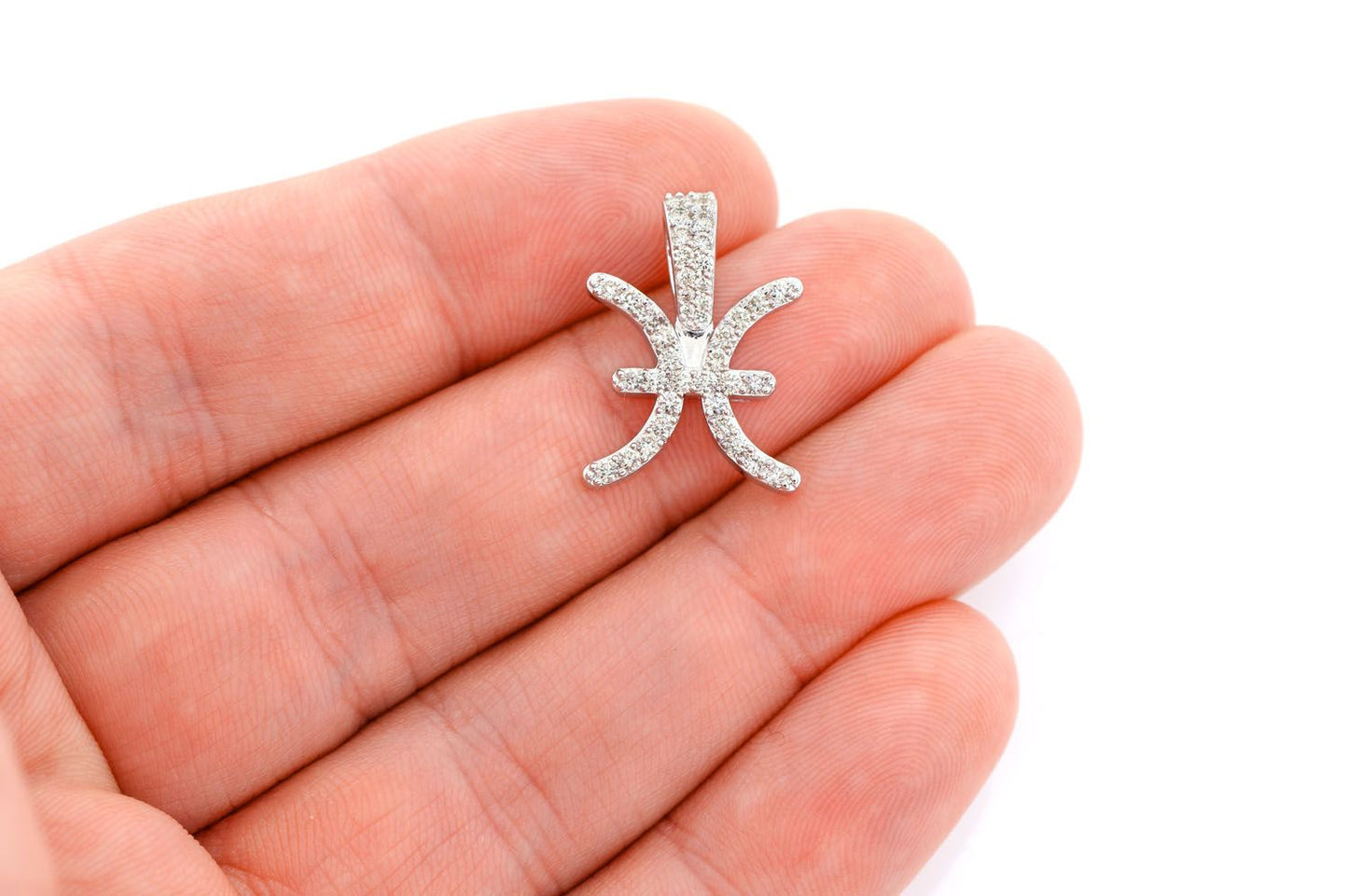 PISCES ZODIAC DIAMOND PENDANT 14K SOLID GOLD 0.75CTW
