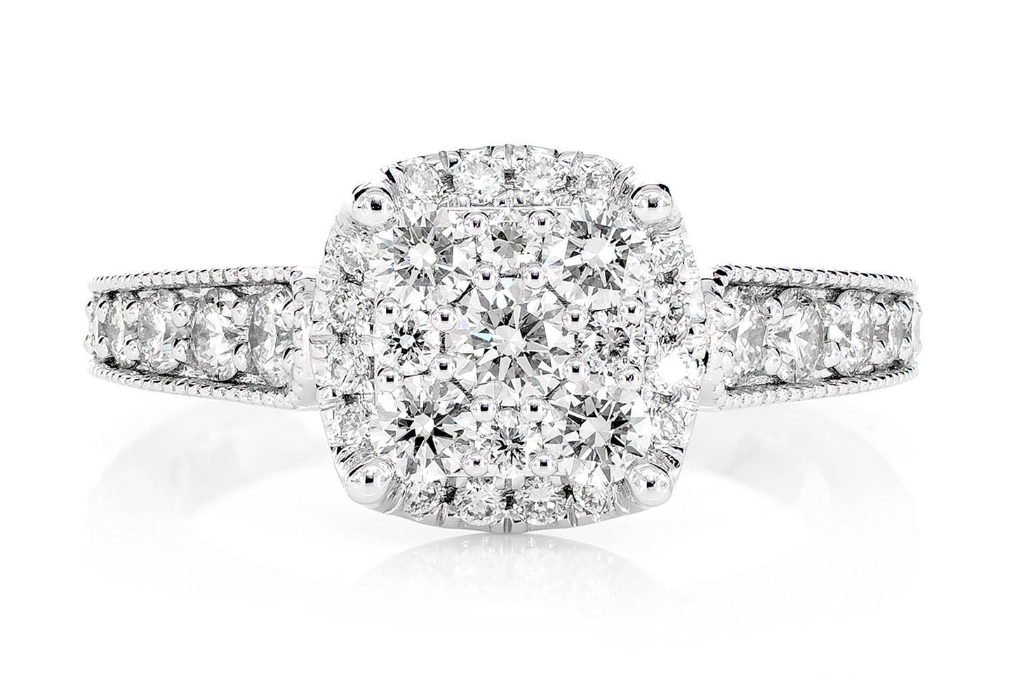 1.00CTW SQUARE PAVE CENTER - DIAMOND ENGAGEMENT RING