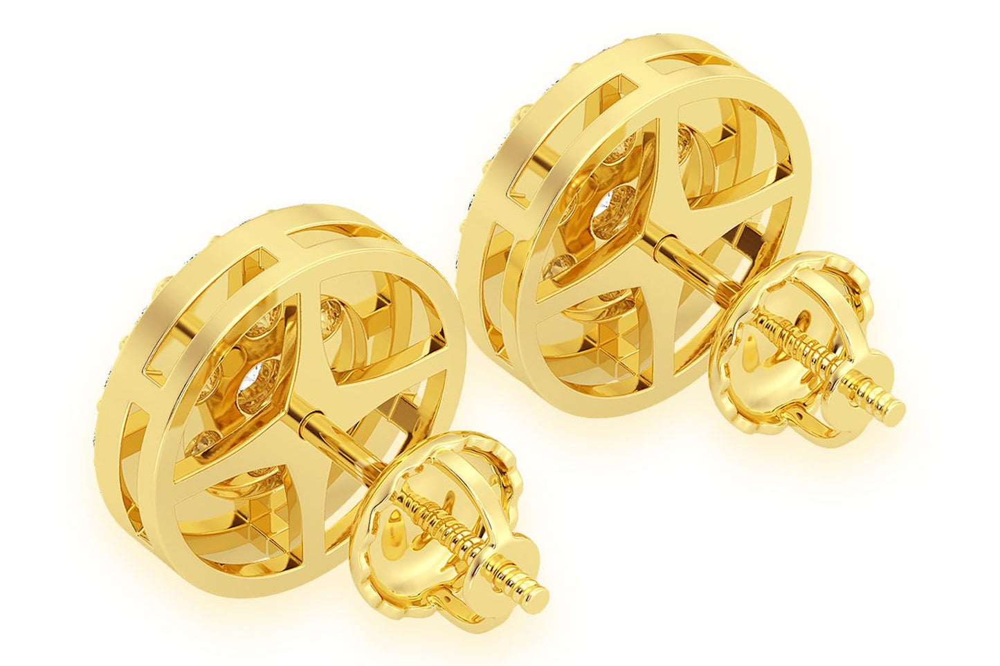 3.00CTW FLOWER HALO STUD DIAMOND EARRINGS 14K SOLID GOLD