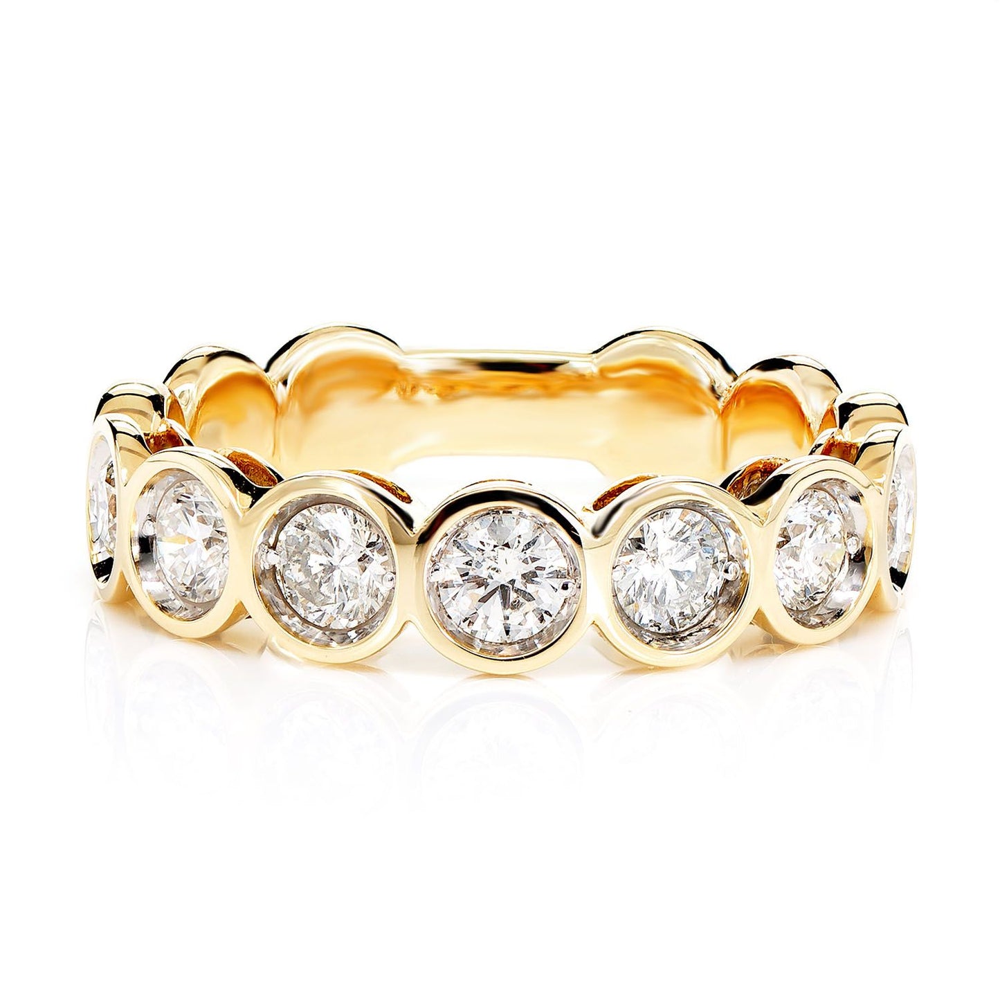 SEVEN STONE BEZEL SET BAND RING 14K SOLID GOLD 1.00CTW