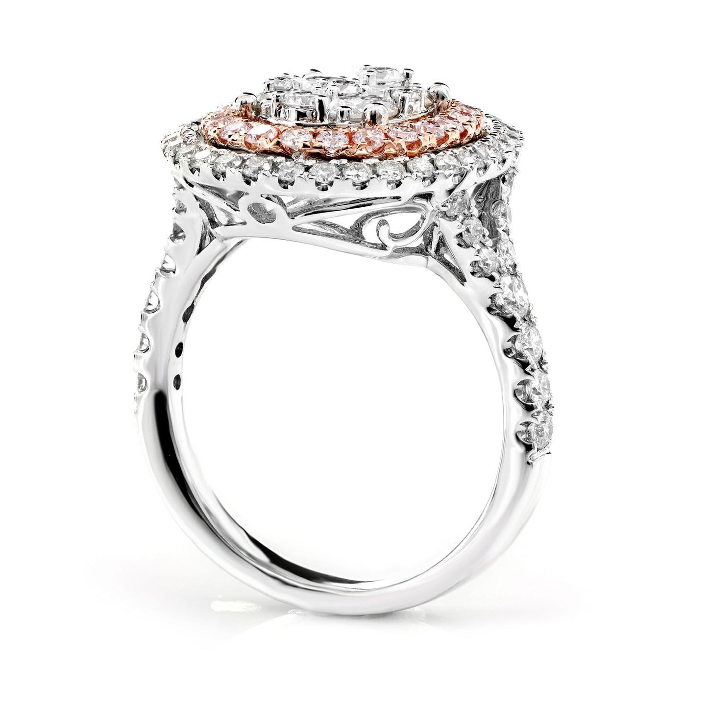 OVAL CLUSTER DOUBLE DIAMOND HALO RING 14K SOLID GOLD 1.50CTW