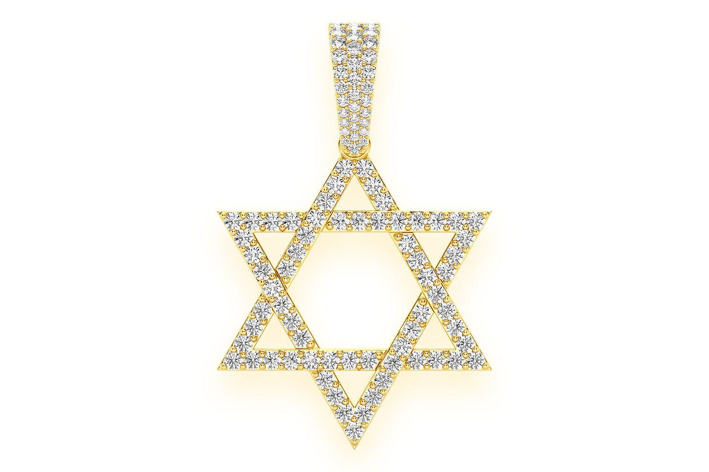 STAR OF DAVID DIAMOND PENDANT 14K SOLID GOLD 1.90CTW