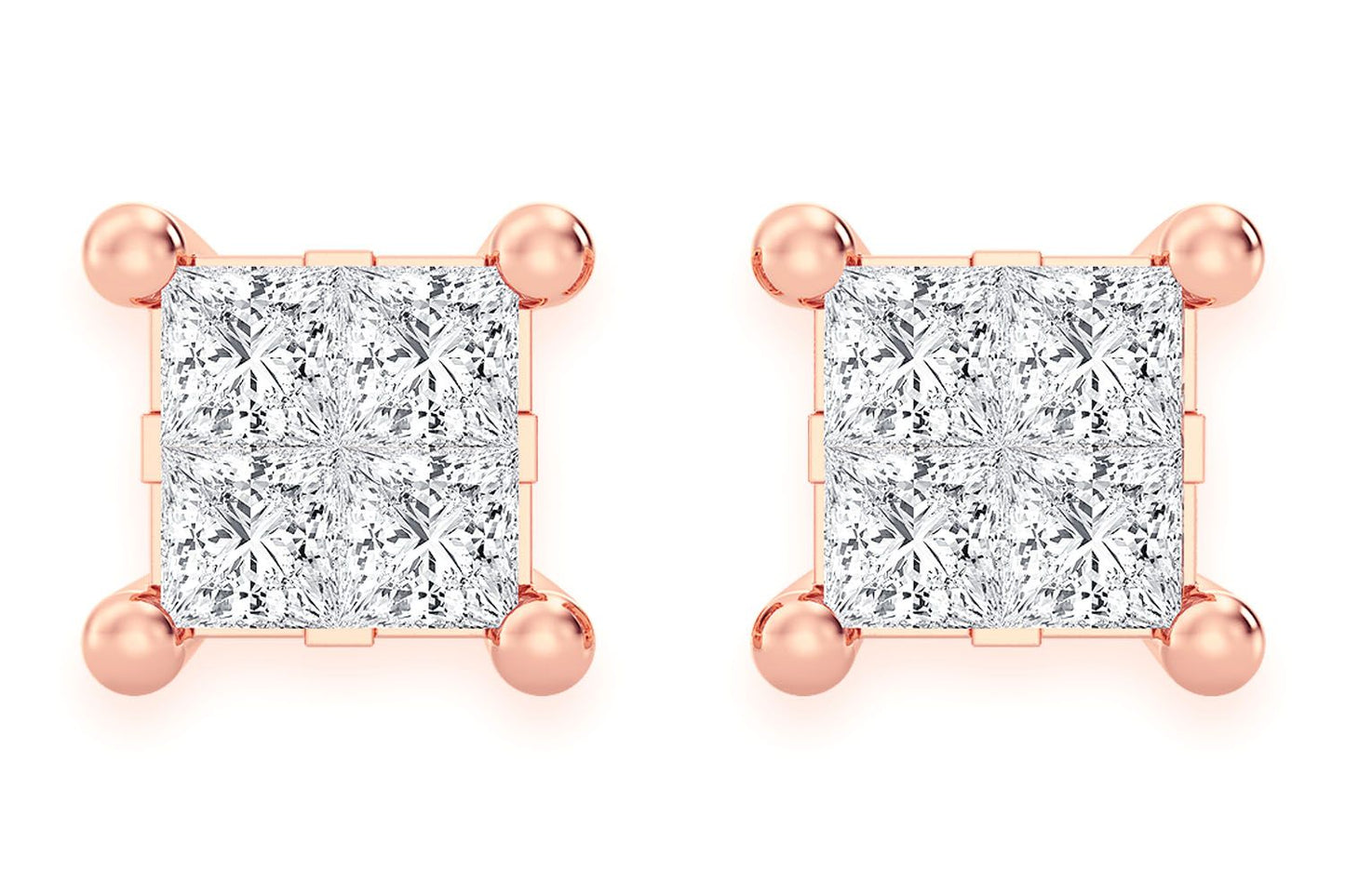 CERCEI CU DIAMANTE QUAD 0.50CTW DIN AUR MASIV DE 14K