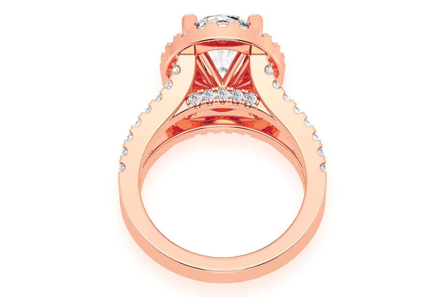 3.00CT OVAL SOLITAIRE - TWO ROW SPLIT - DIAMOND ENGAGEMENT RING