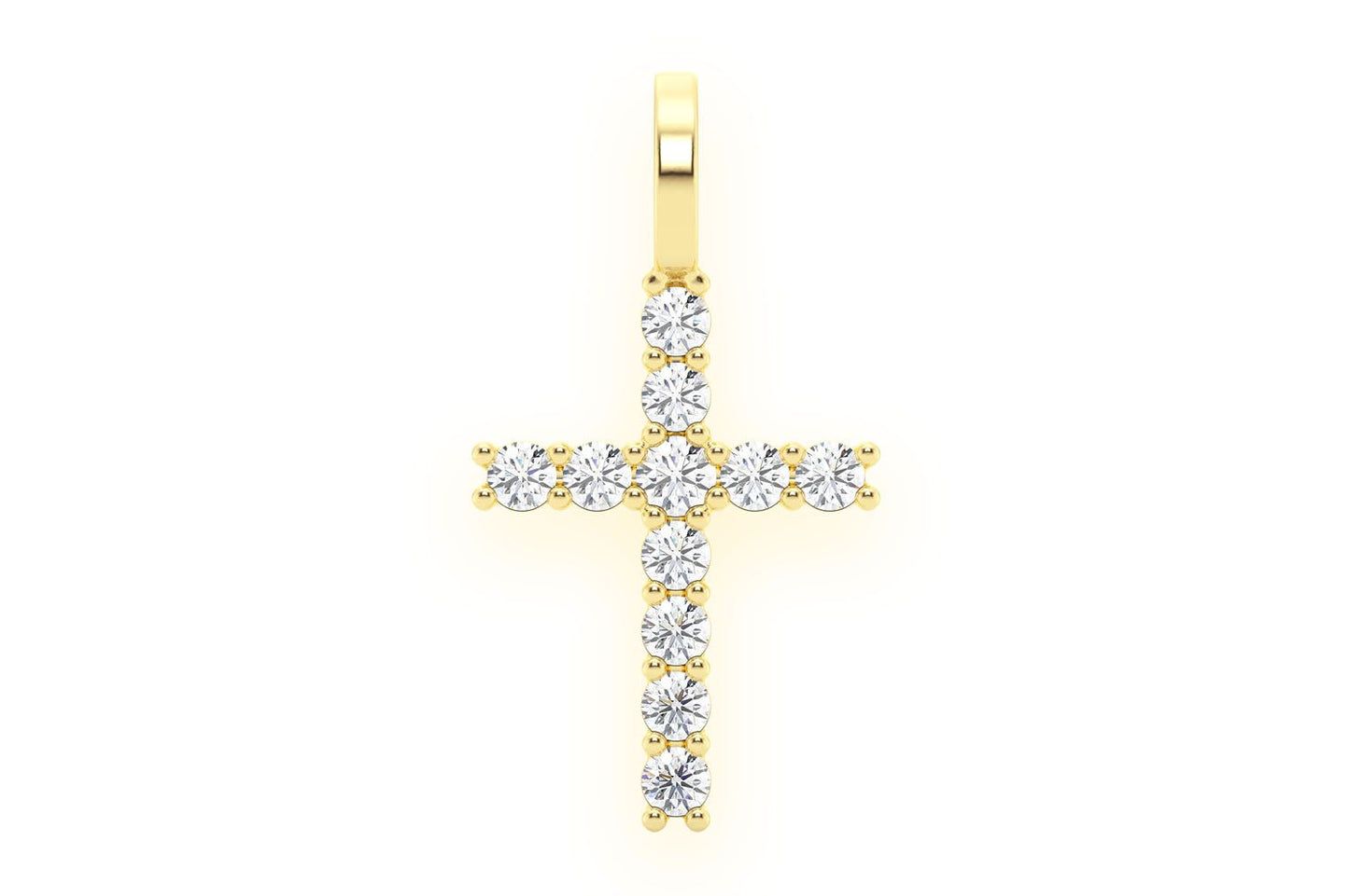 ONE ROW CROSS DIAMOND PENDANT 14K SOLID GOLD 0.50CTW