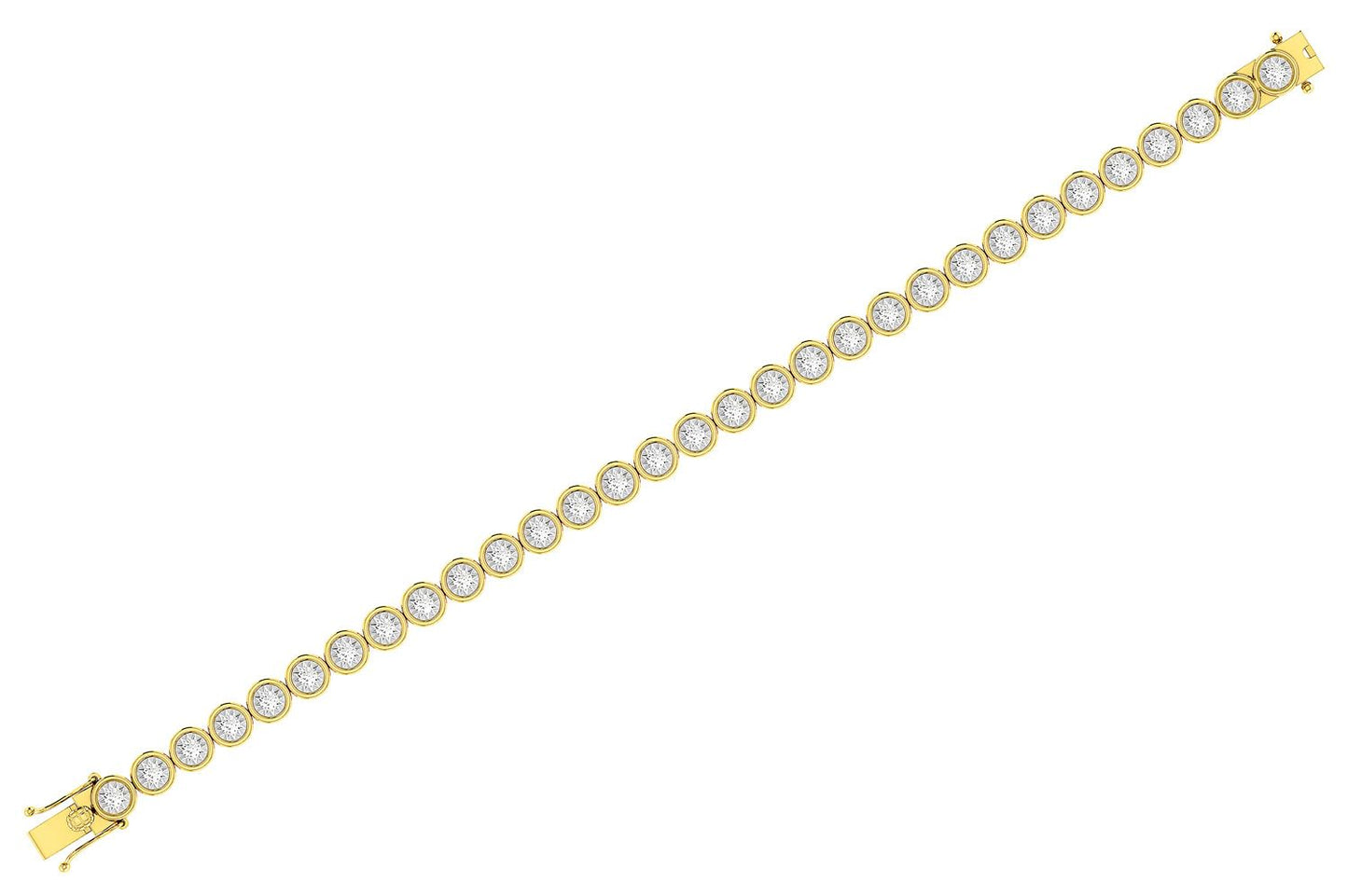 BEZEL SET MIRACLE DIAMOND TENNIS BRACELET 14K SOLID GOLD 3.00CTW
