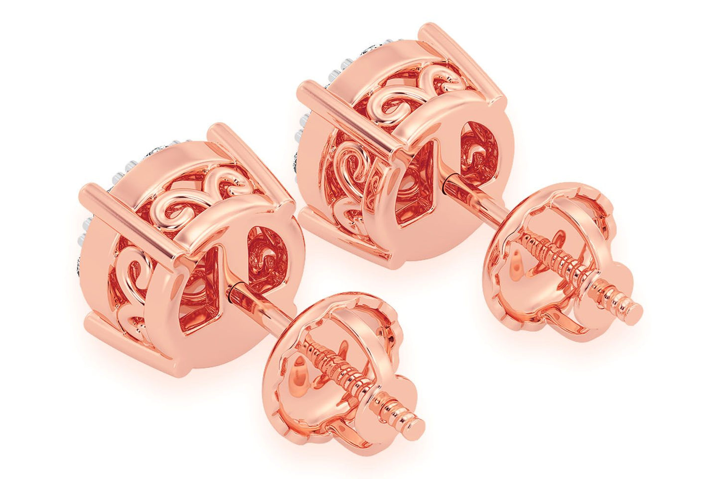 0.50CTW MOSAIC STUD DIAMOND EARRINGS 14K SOLID GOLD