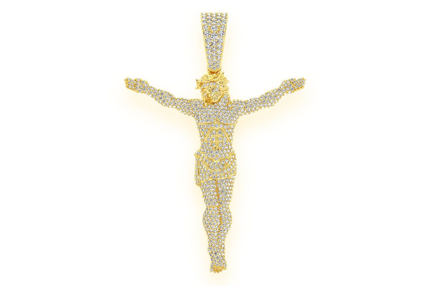 JESUS CRUCIFIX DIAMOND PENDANT 14K SOLID GOLD 3.30CTW
