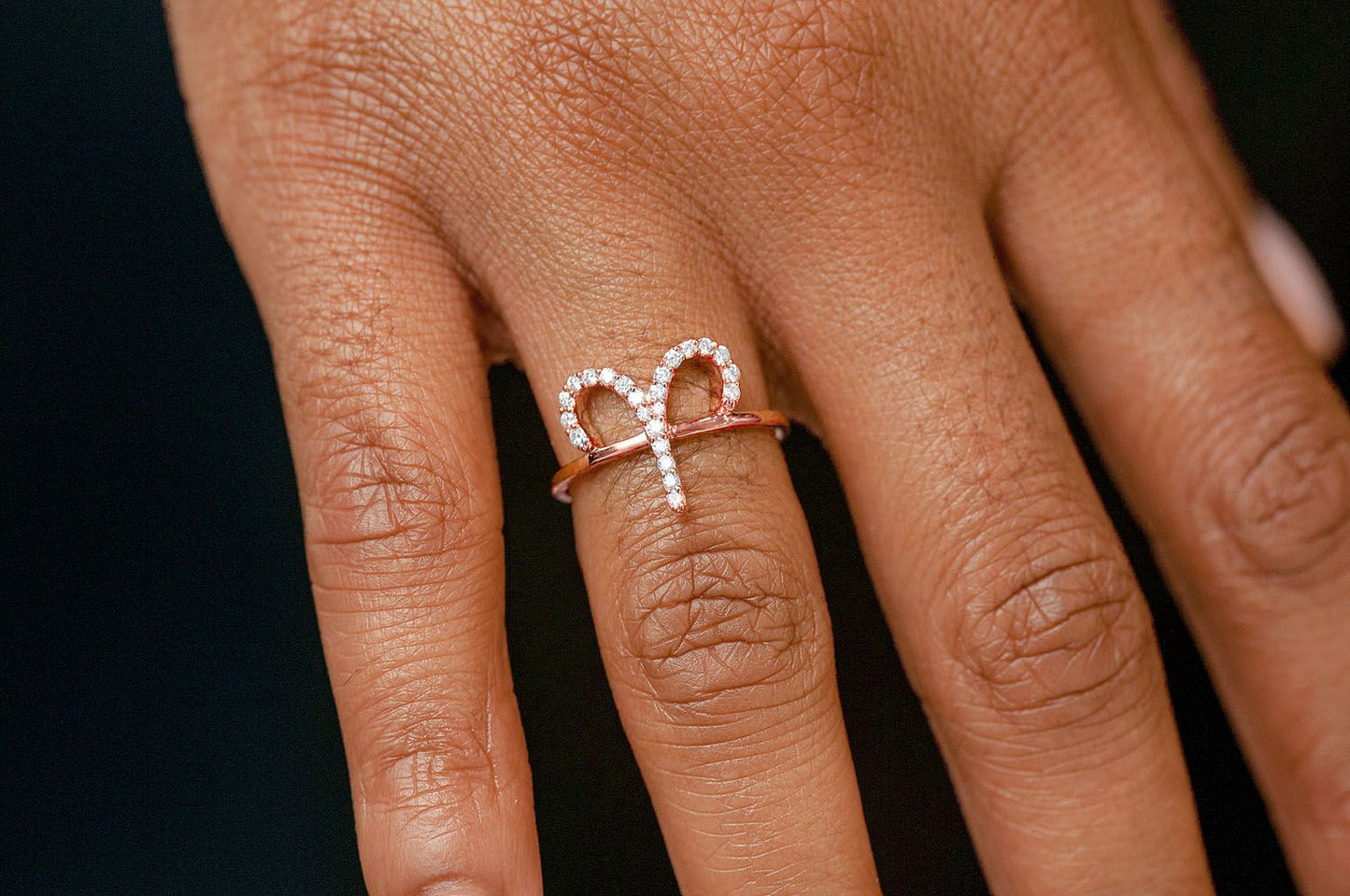 ARIES ZODIAC DIAMOND RING 14K SOLID GOLD 0.10CTW