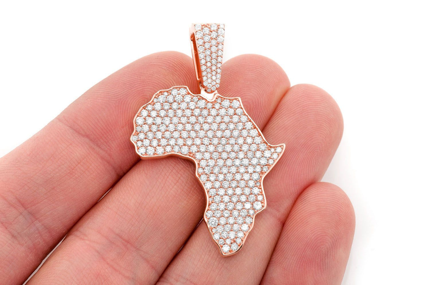 AFRICA DIAMOND PENDANT 14K SOLID GOLD 3.75CTW