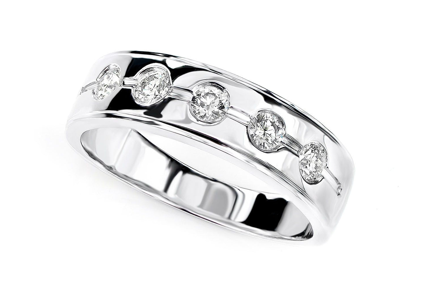 SET ȚIGĂN CU 5 PIETRE ȘI DIAMANTE, AUR MASIV DE 14K, 0.50CT