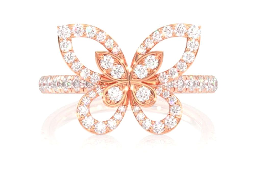 INEL CU DIAMANT FLUTURE, AUR MASIV DE 14K, 0.50CT