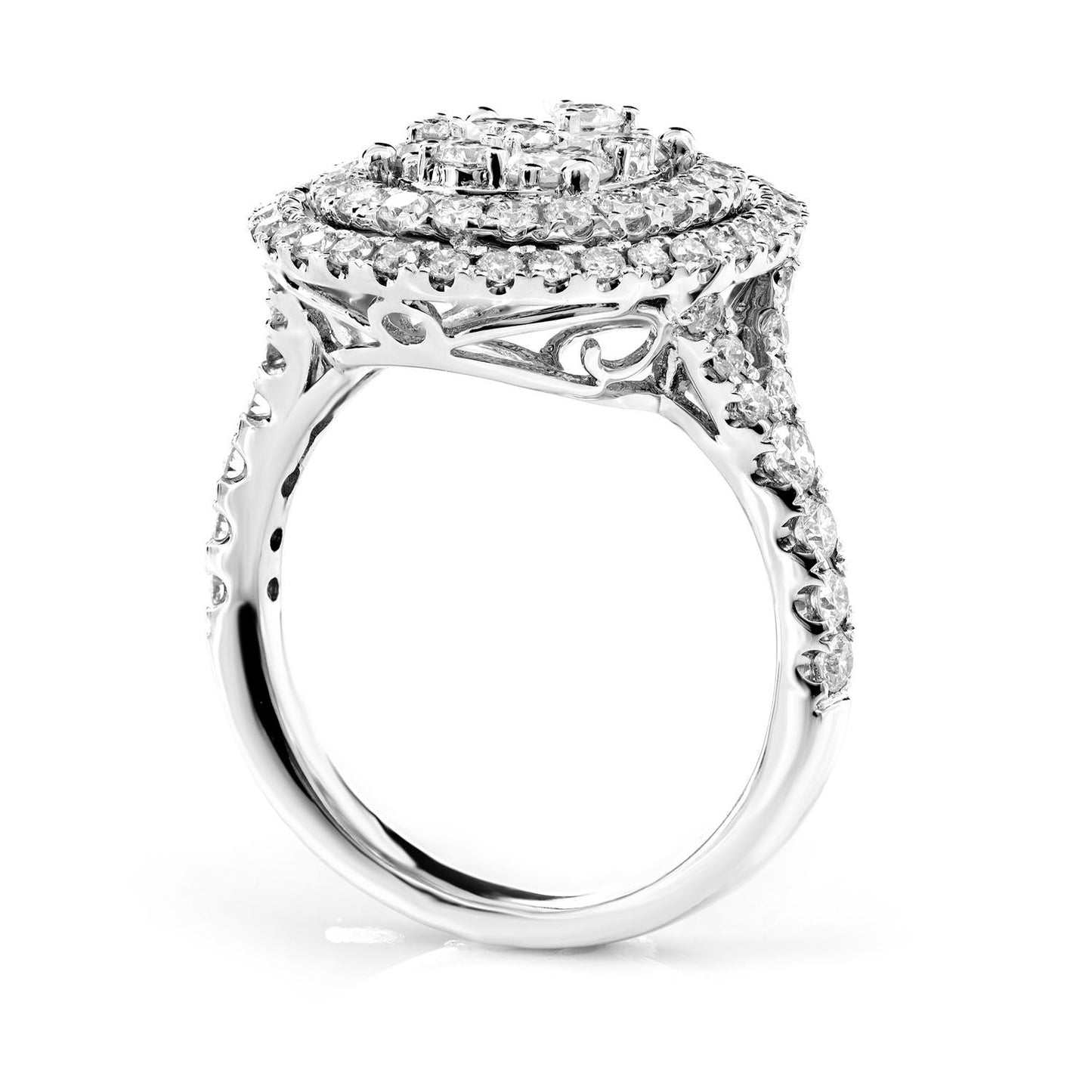 OVAL CLUSTER DOUBLE DIAMOND HALO RING 14K SOLID GOLD 1.50CTW