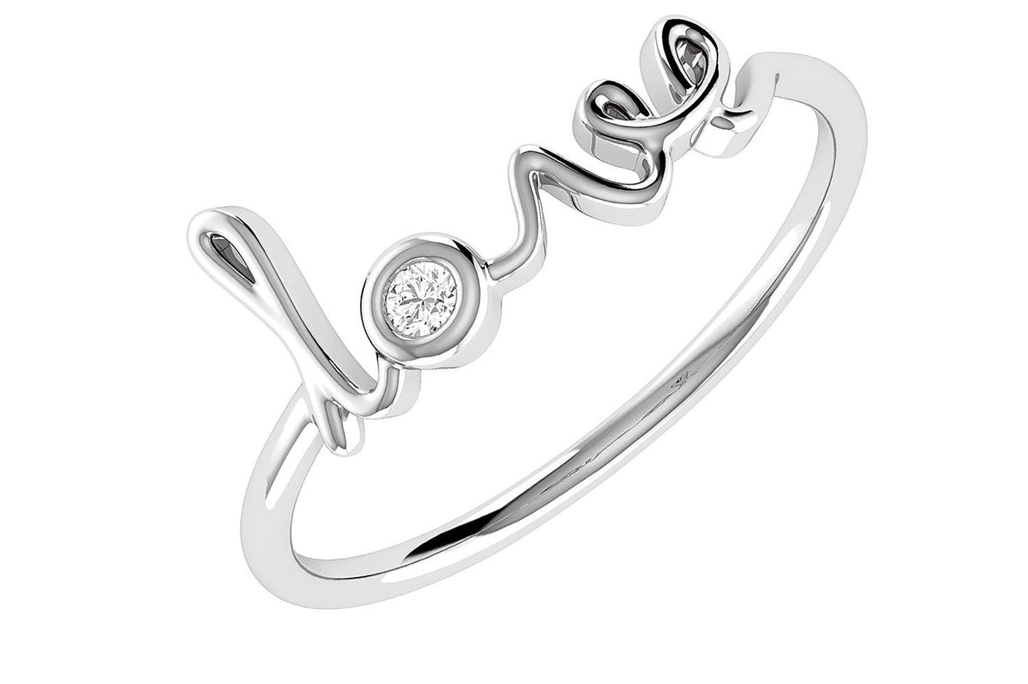 LOVE SCRIPT DIAMOND RING 14K SOLID GOLD 0.03CTW