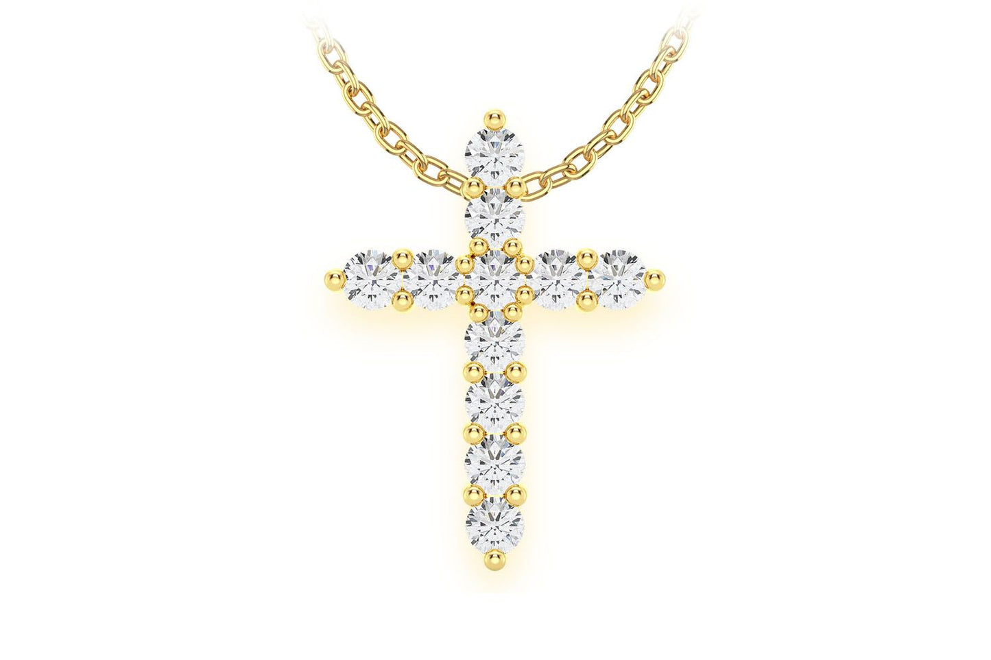 HIDDEN BAIL CROSS PENDANT 14K SOLID GOLD 0.40CTW