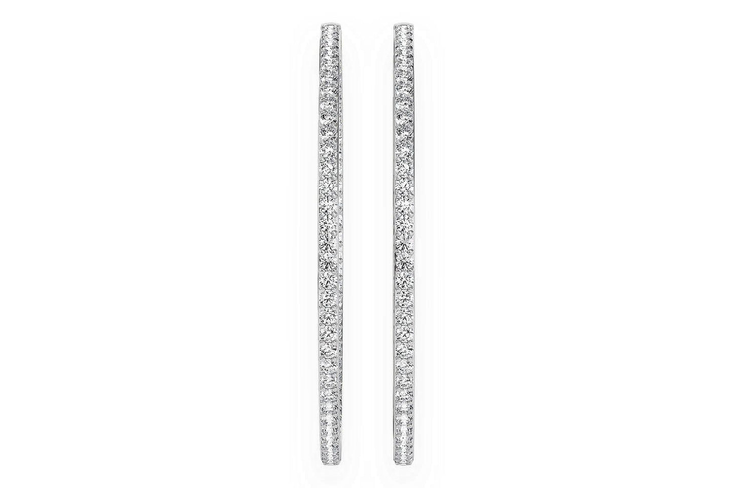 CERCEI MARI CU DIAMANTE, VERTICALE, AUR MASIV DE 14K, 4.00CT
