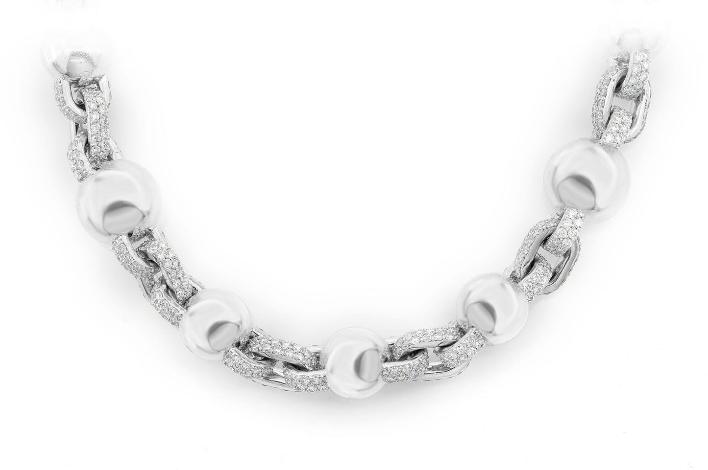 ROLO BEADED DIAMOND NECKLACE 14K SOLID GOLD 30.00CTW