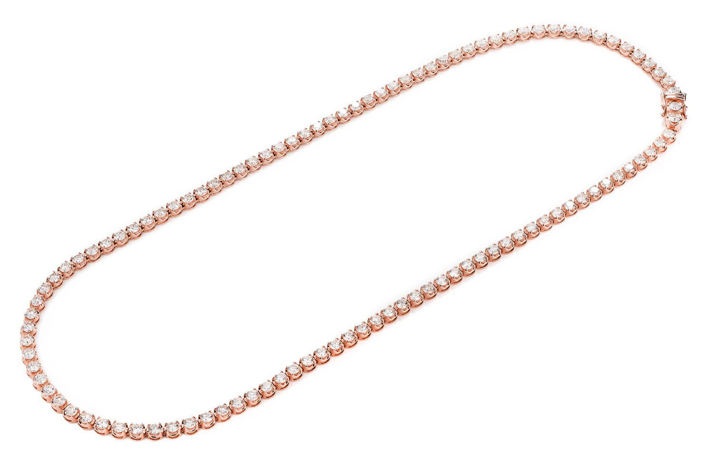 16PT CROWN SET DIAMOND TENNIS NECKLACE 14K SOLID GOLD 17.00CTW
