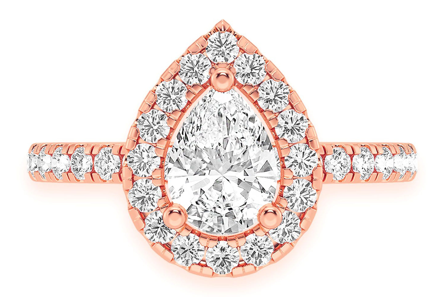 THAV - 0.75CT SOLITAIRE PEAR SHAPE HALO - DIAMOND ENGAGEMENT RING