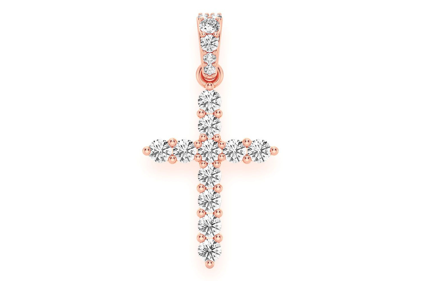 PANDANT CU DIAMANT ȘI CRUCE TIPO COȘ, AUR MASIV DE 14K, 0.50CT