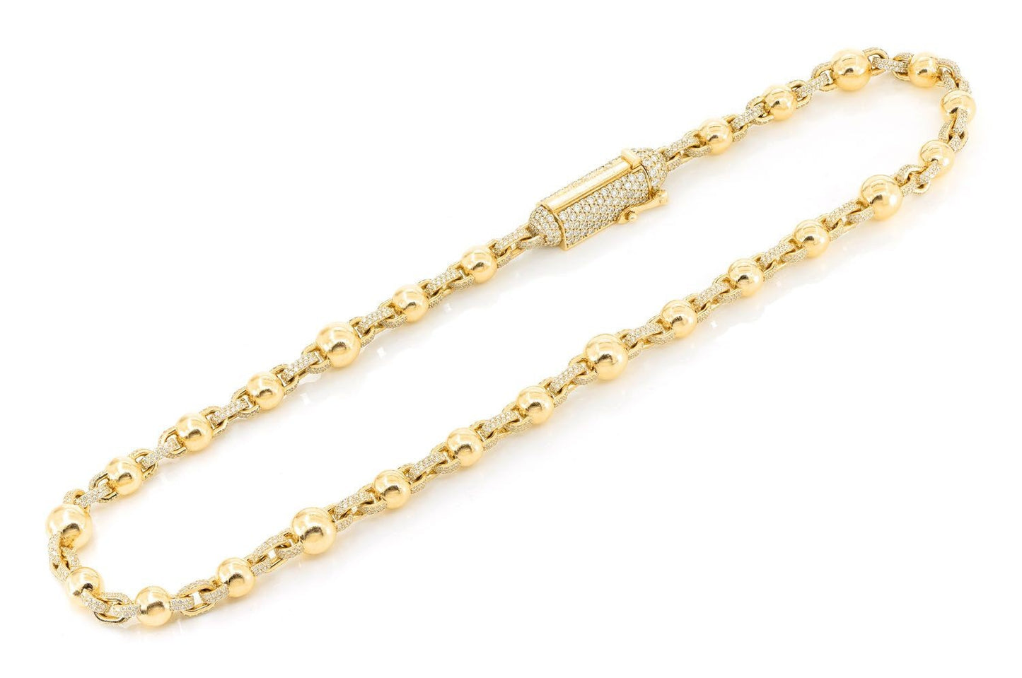 ROLO BEADED DIAMOND NECKLACE 14K SOLID GOLD 30.00CTW