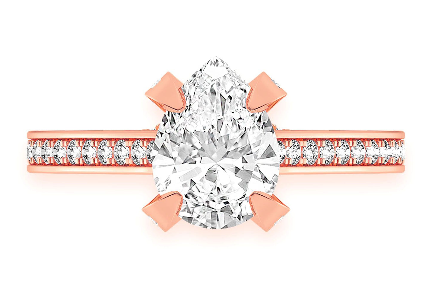 CHANT - 1.50CT PEAR SOLITAIRE - DELUXE ONE ROW SCALLOP - DIAMOND ENGAGEMENT RING