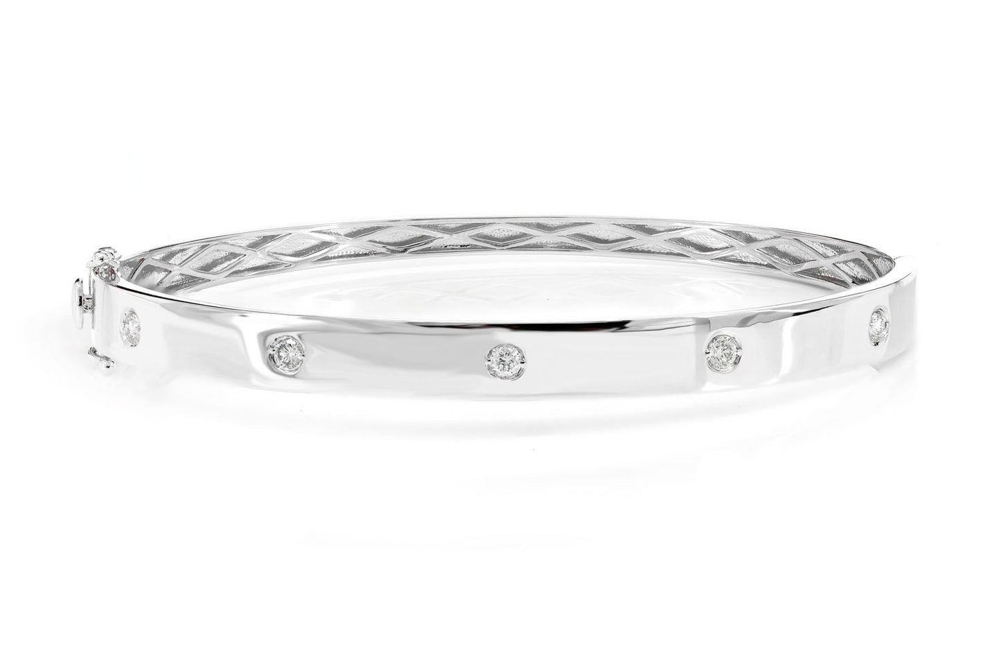 DIAMOND GYPSY SET BANGLE BRACELET 14K SOLID GOLD 0.90CTW