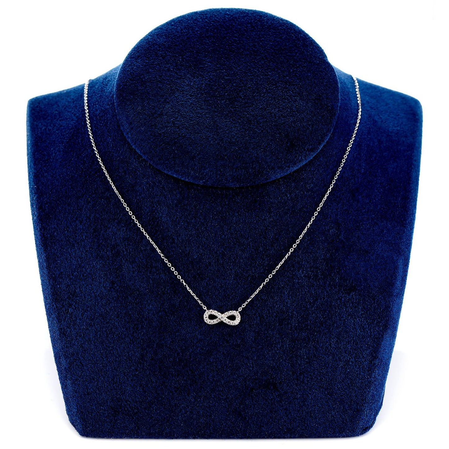 DIAMOND INFINITY SYMBOL PENDANT ATTACHED NECKLACE 14K SOLID GOLD 0.10CTW