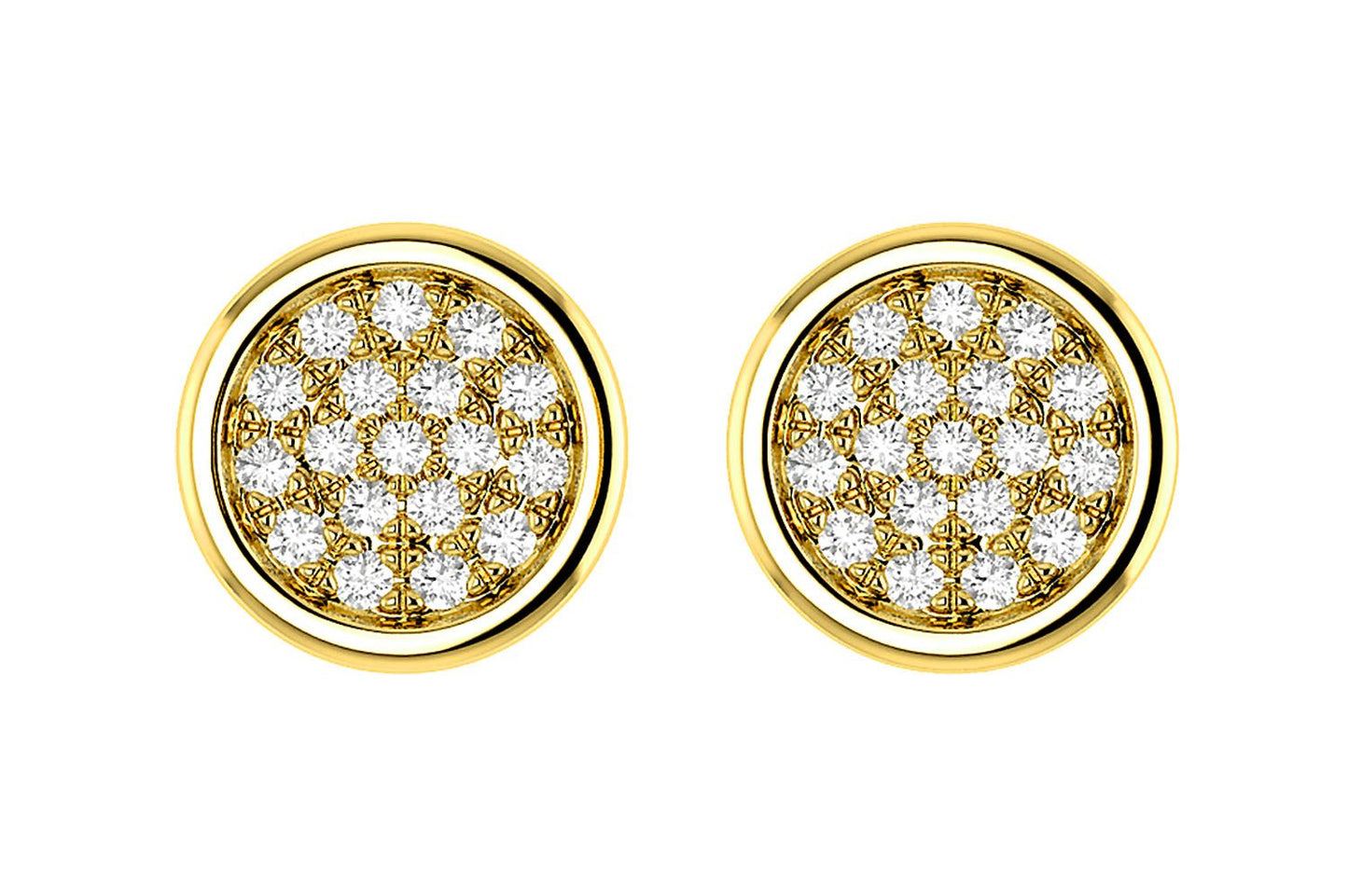 BEZEL SET DIAMOND CLUSTER STUD EARRINGS 14K SOLID GOLD 0.05CTW