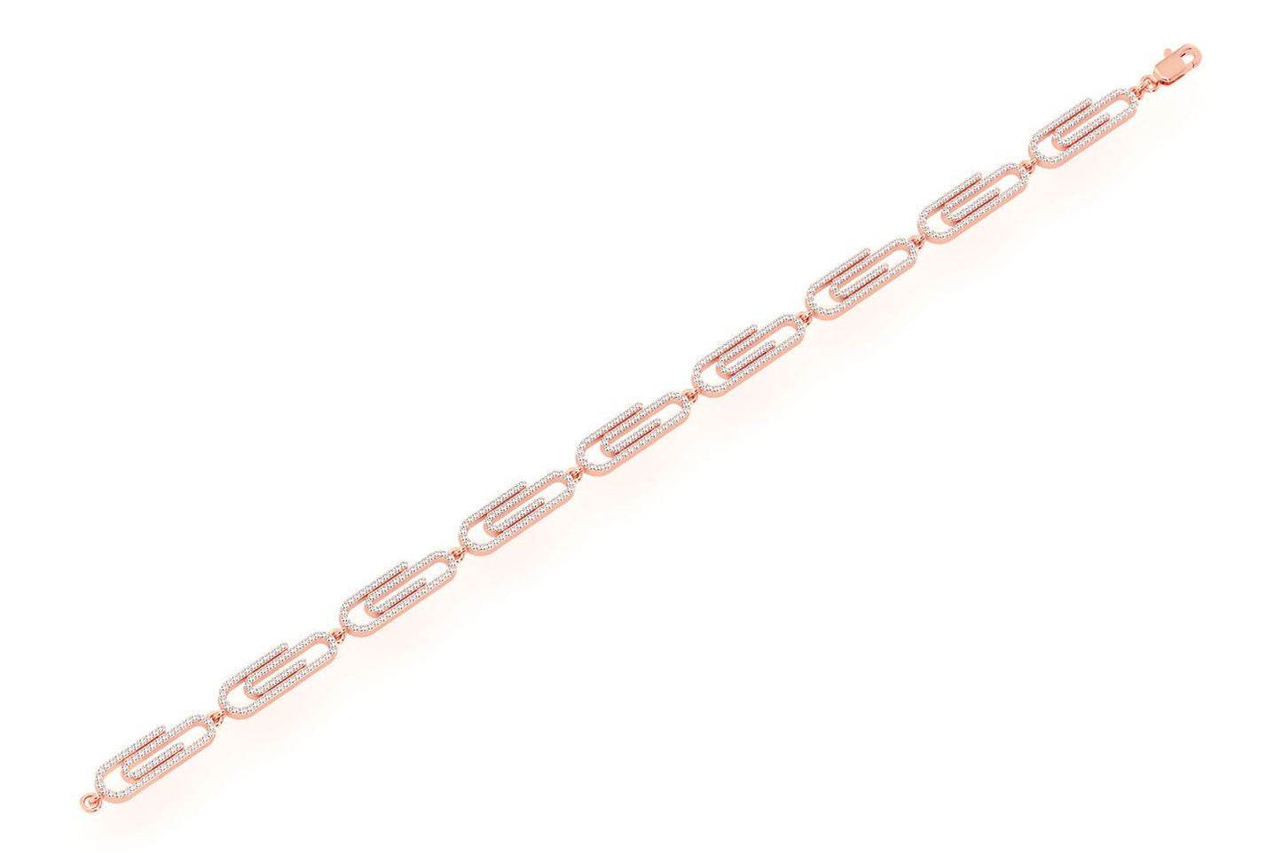 PAPER CLIP ETERNITY DIAMOND BRACELET 14K SOLID GOLD 1.85CTW