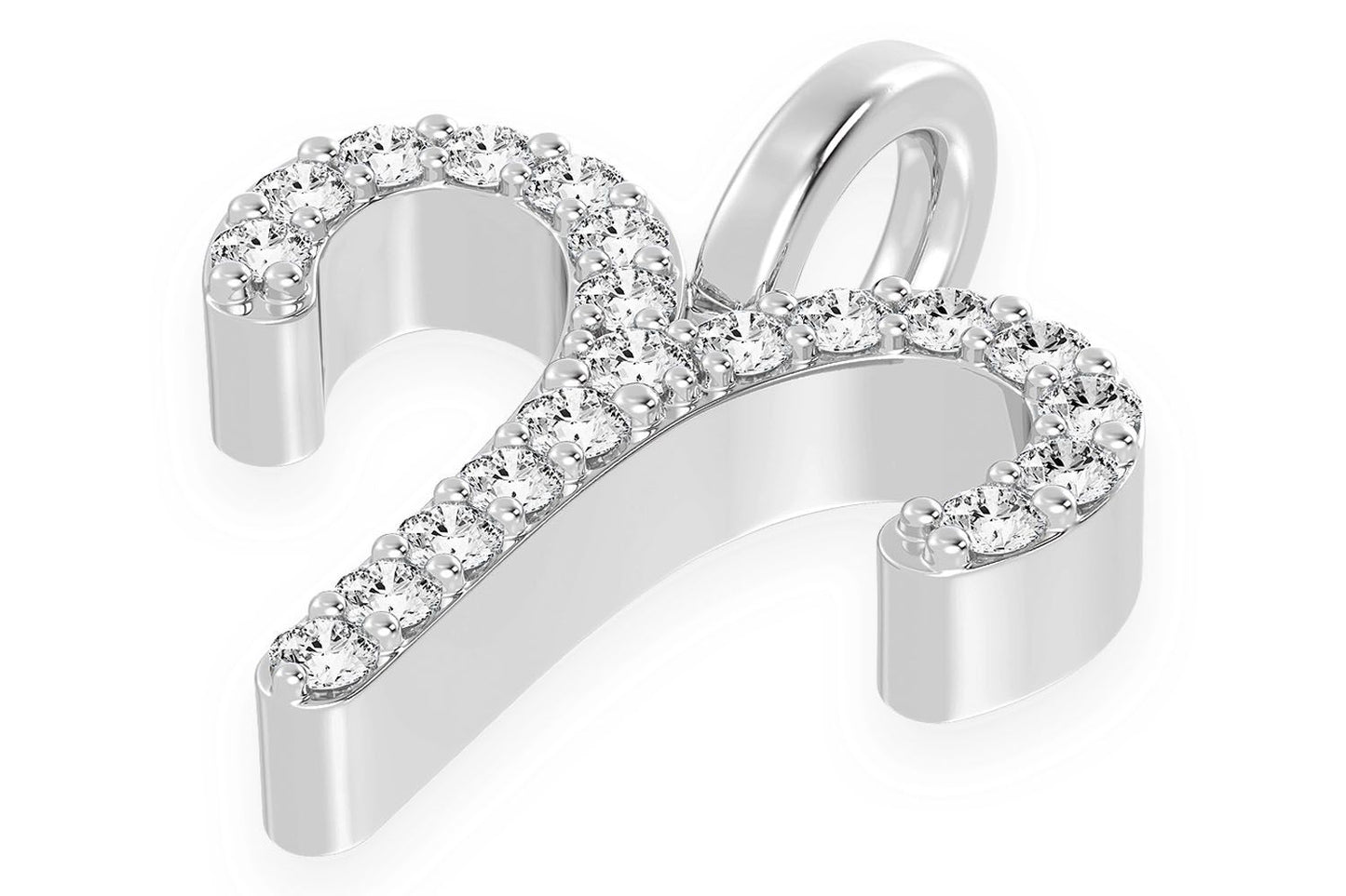 Pandantiv Zodiac Berbec cu Diamant Aur Masiv de 14K 0.10CTW