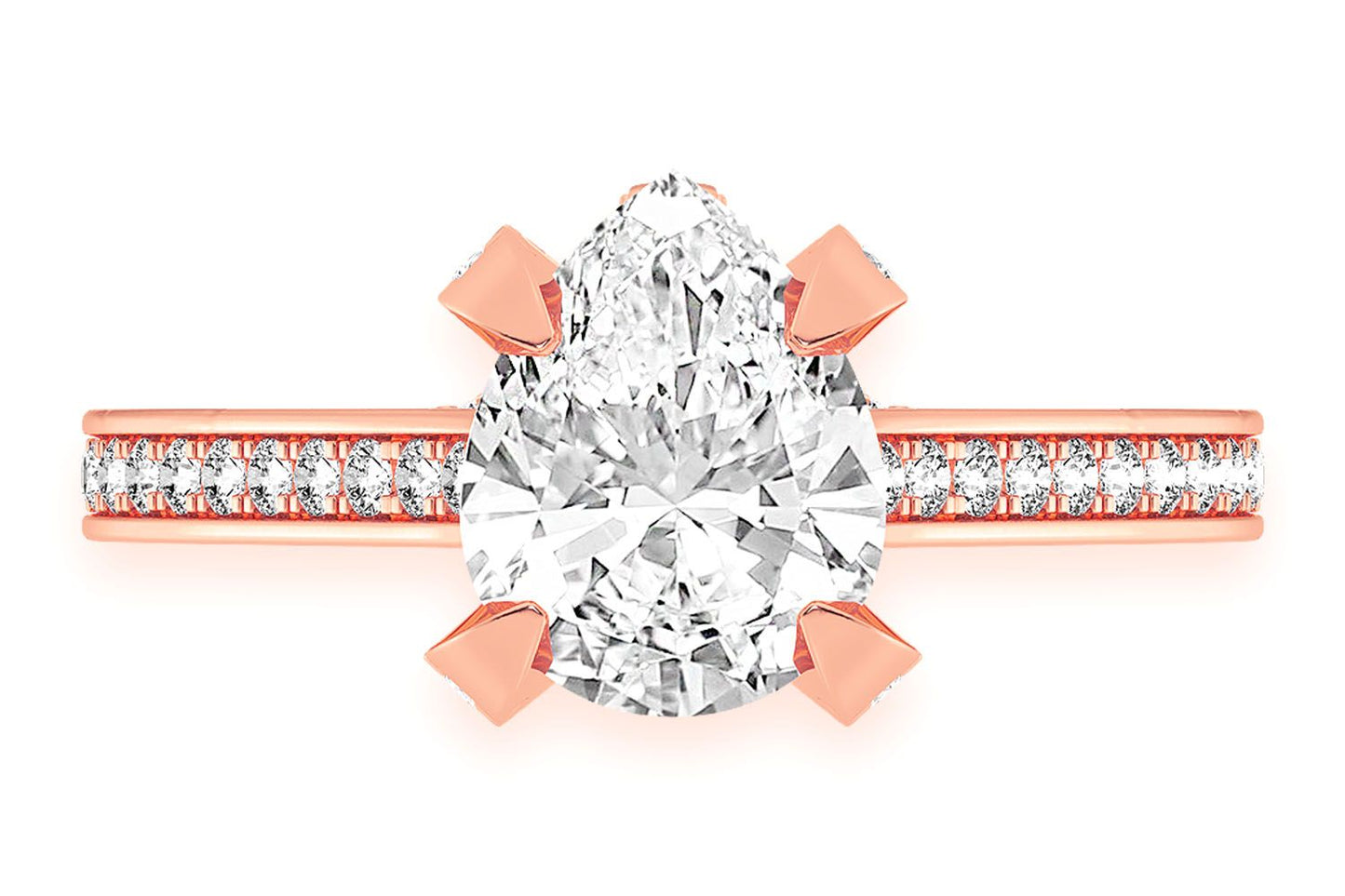 2.00CT PEAR SOLITAIRE - DELUXE ONE ROW SCALLOP - DIAMOND ENGAGEMENT RING