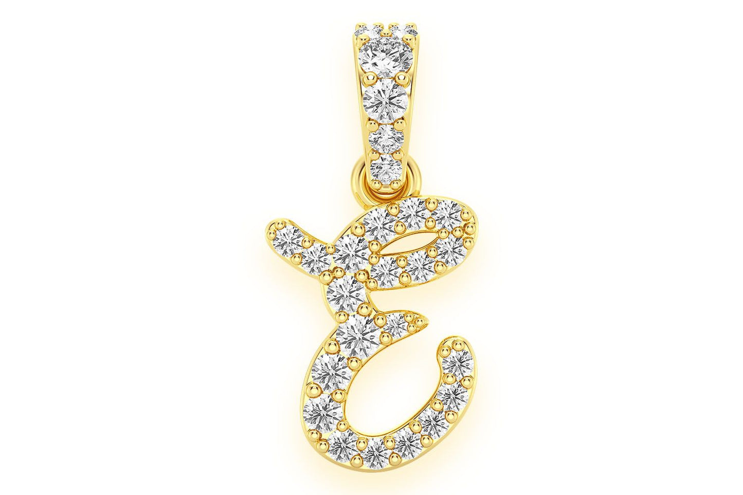 CHOOSE YOUR LETTER DIAMOND PENDANT 14K SOLID GOLD 0.20CTW