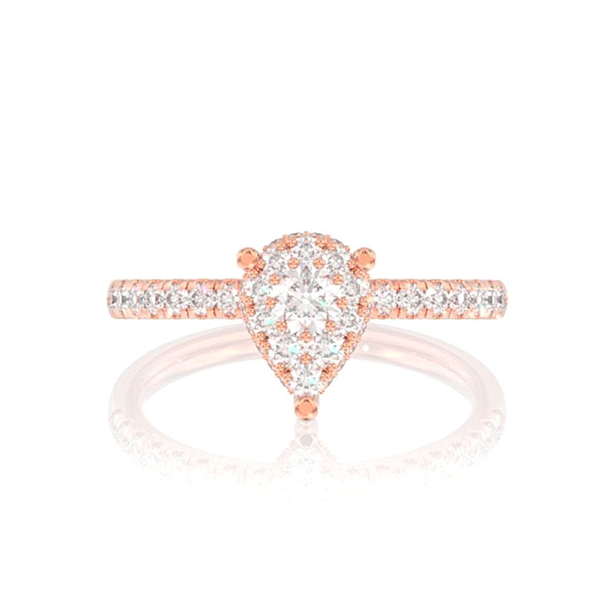 0.50CTW PEAR CLUSTER DIAMOND ENGAGEMENT RING 14K SOLID GOLD