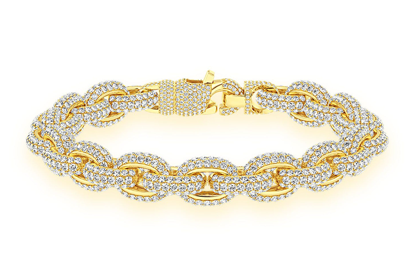 10MM ELONGATED ROLO DIAMOND BRACELET 14K SOLID GOLD 13.70CTW