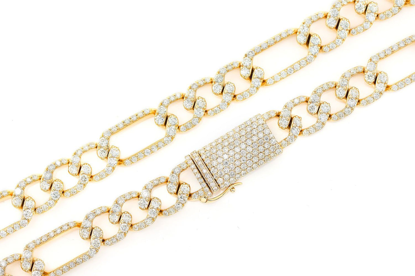 8MM FIGARO LINK DIAMOND NECKLACE 14K SOLID GOLD 17.00CTW
