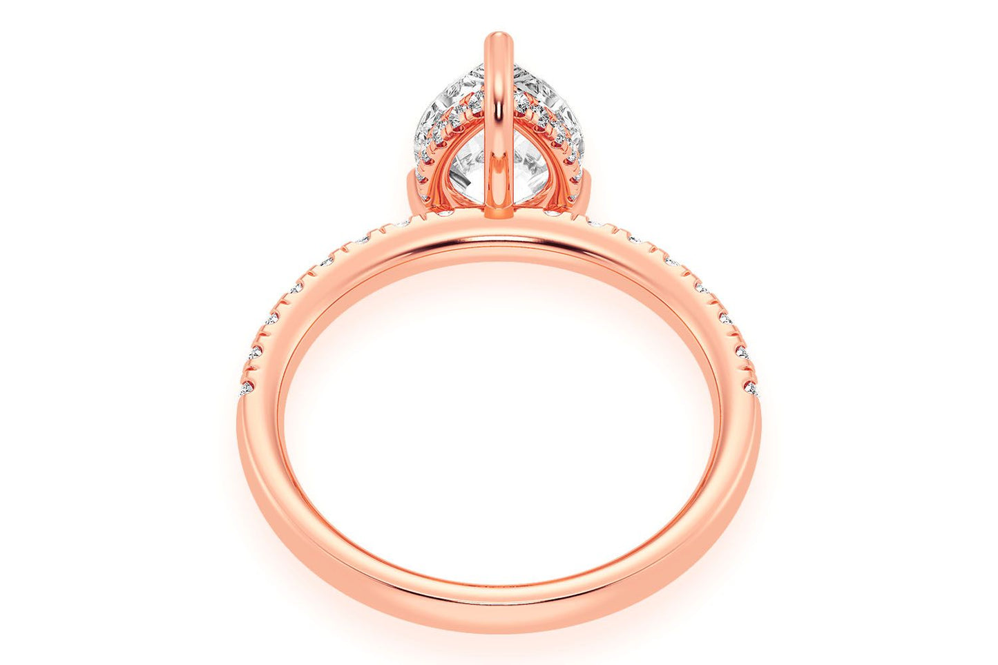 THINN - 2.00CT PEAR SOLITAIRE - ONE ROW UNDER HALO - DIAMOND ENGAGEMENT RING